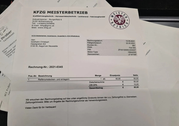 Fiat 500 cena 28999 przebieg: 167972, rok produkcji 2015 z Człopa małe 596